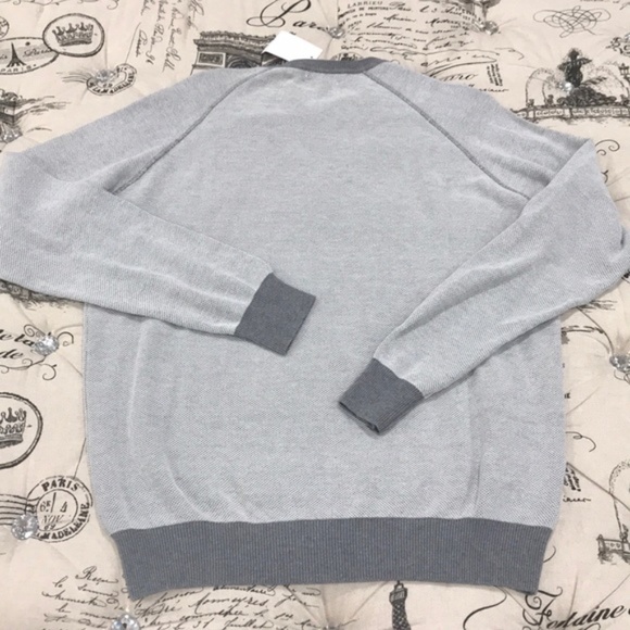 David Donahue Cotton Oxford Knit Raglan Sweater - Picture 7 of 7